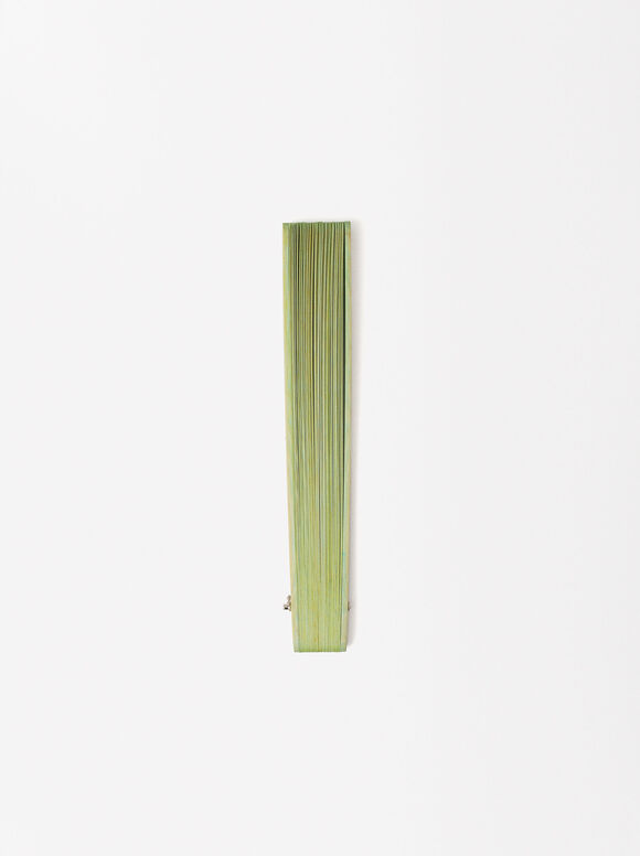 Éventail Bambou Avec Perforé, Vert, hi-res