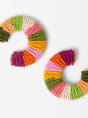 Boucles D'Oreilles Perles Multicolores, Multicolore, hi-res