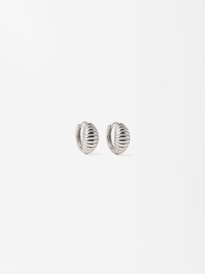 Channeled Hoops Earrings - 925 Sterling Silver
