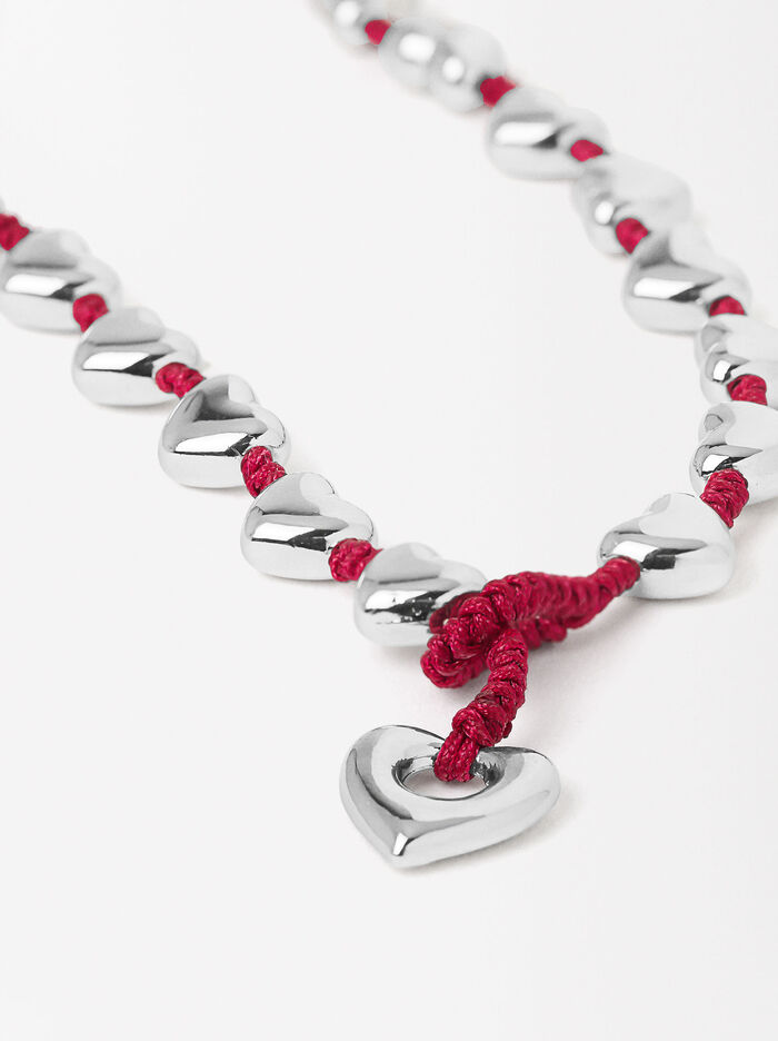 Silver Necklace With Hearts