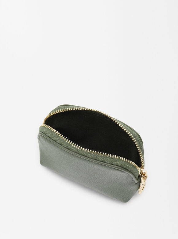 Coin Purse With Zip Fastening, Khaki, hi-res