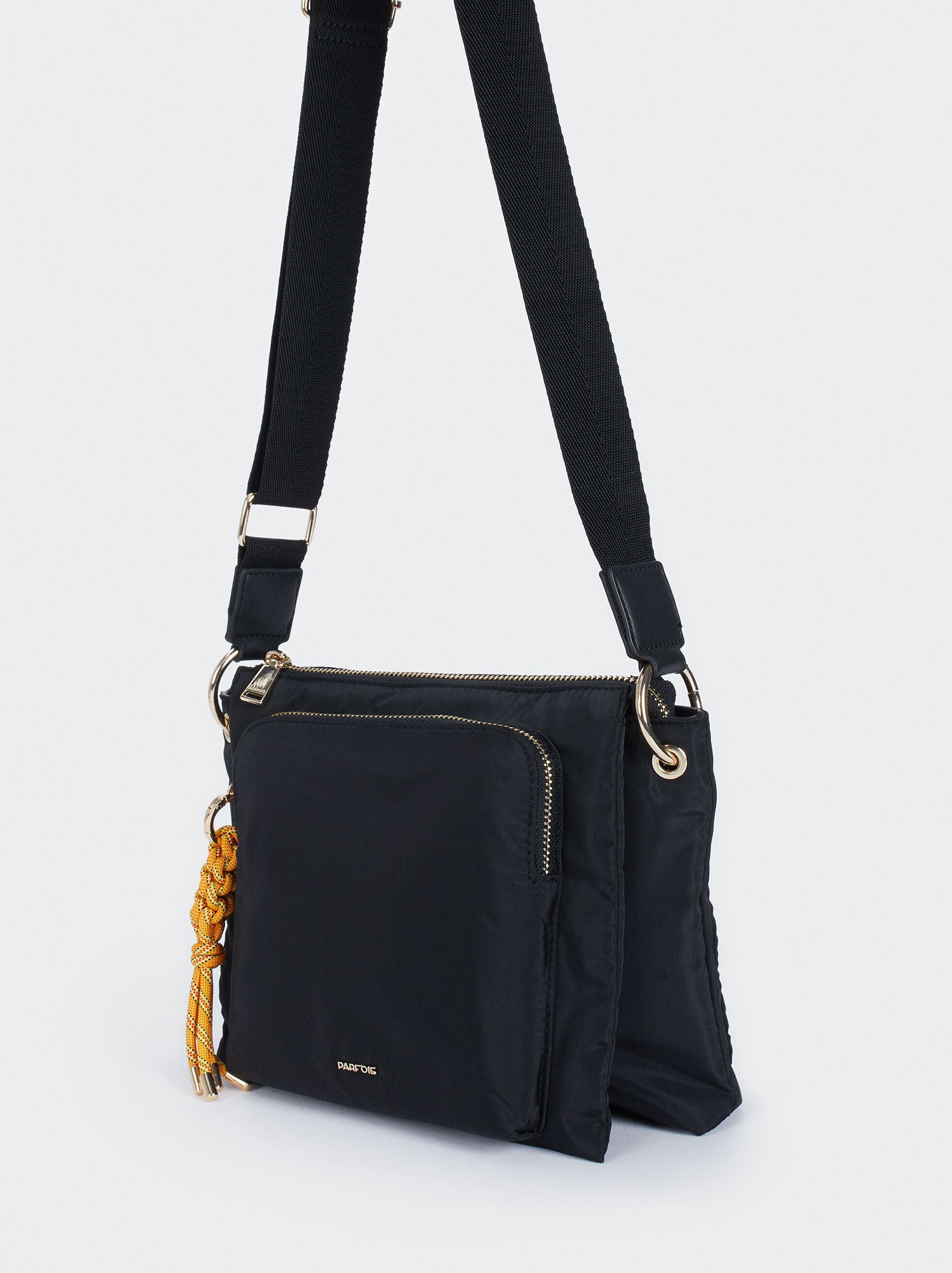 black nylon crossbody purse