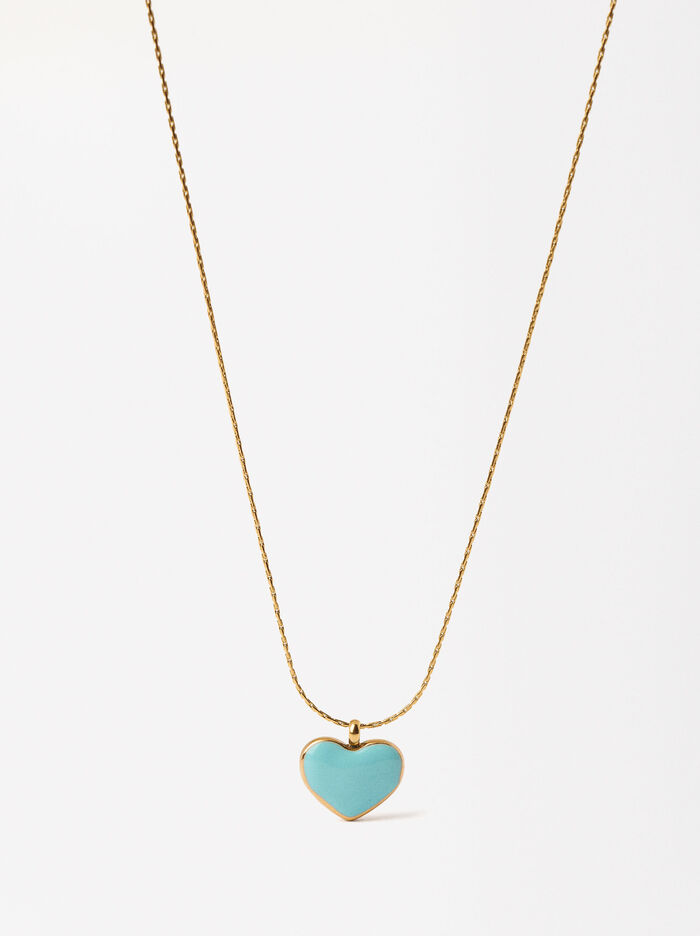 Enamel Heart Necklace - Stainless Steel