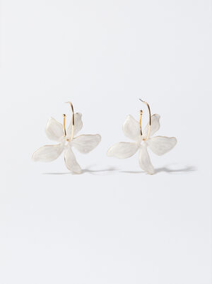 Enamel Flower Hoops Earrings image number 0.0