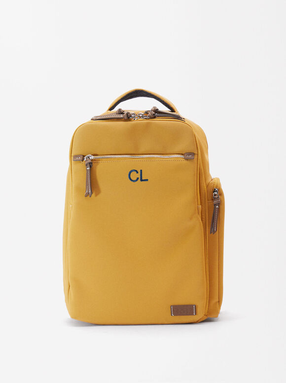 Personalized Nylon-Effect Cabin Backpack , Mustard, hi-res