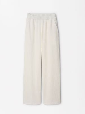 Textured Pants With Elastic Waistband
