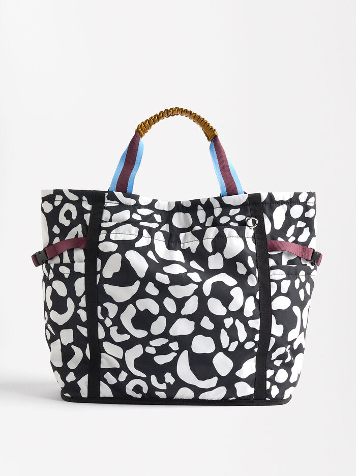 Bolso Shopper De Nylon Estampado