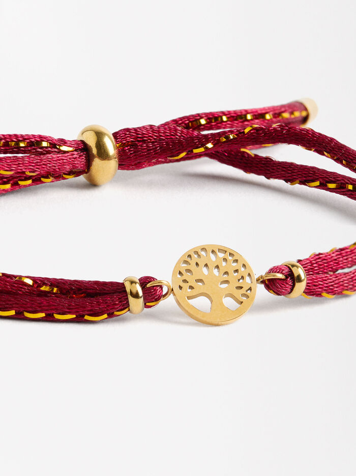 Pulsera Ajustable Con Charm De Árbol - Acero Inoxidable