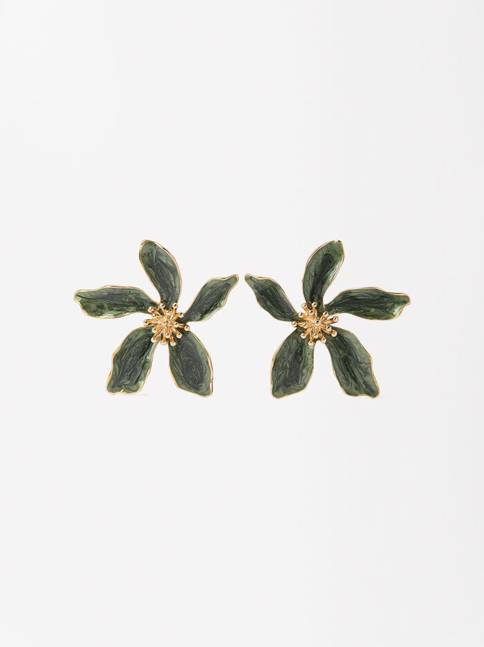 Enameled Flower Earrings