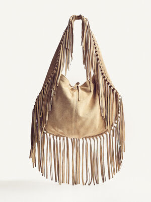 Leather Crossbody Bag With Fringes L