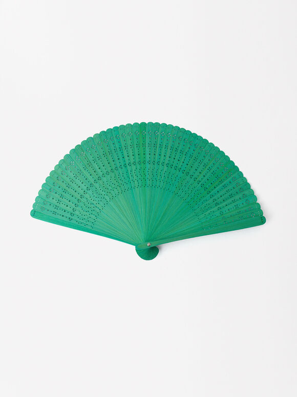 Perforated Bamboo Fan, Lime, hi-res