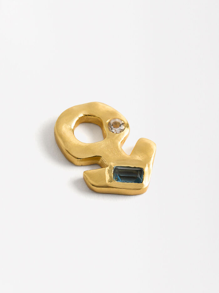 Charm Marte Con Cristales Baño De Oro 18k