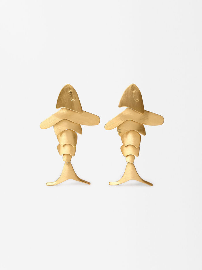 Maxi Fish-Shaped Golden Earrings