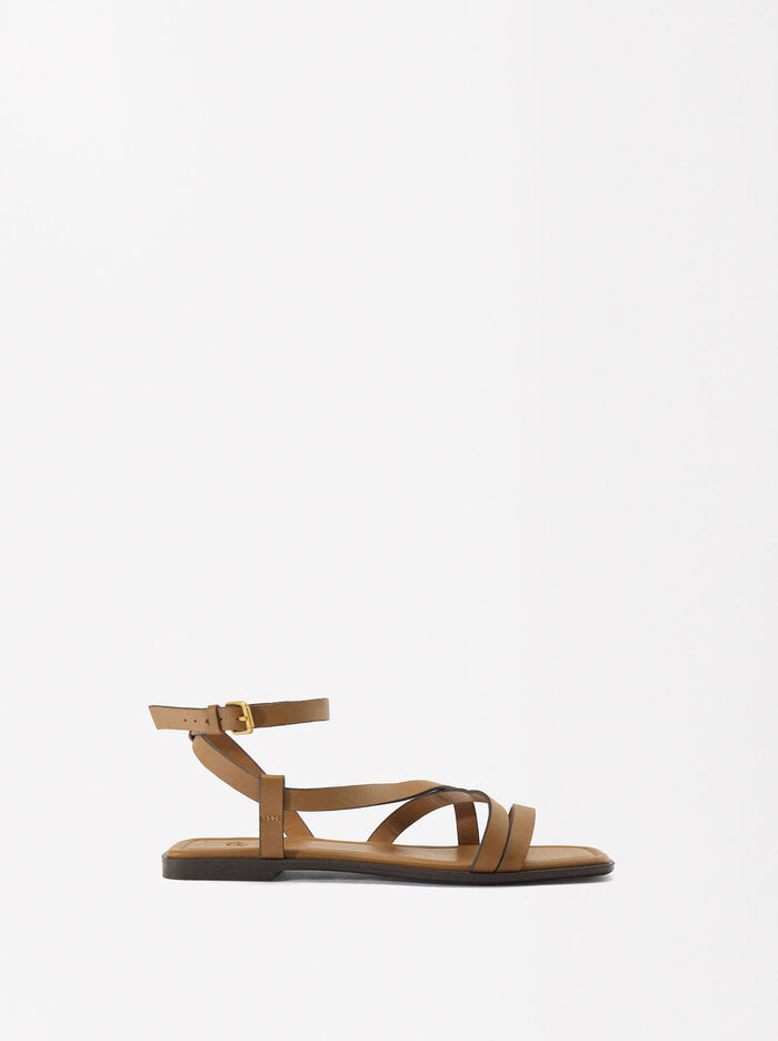 Flat Leather Sandals With Straps