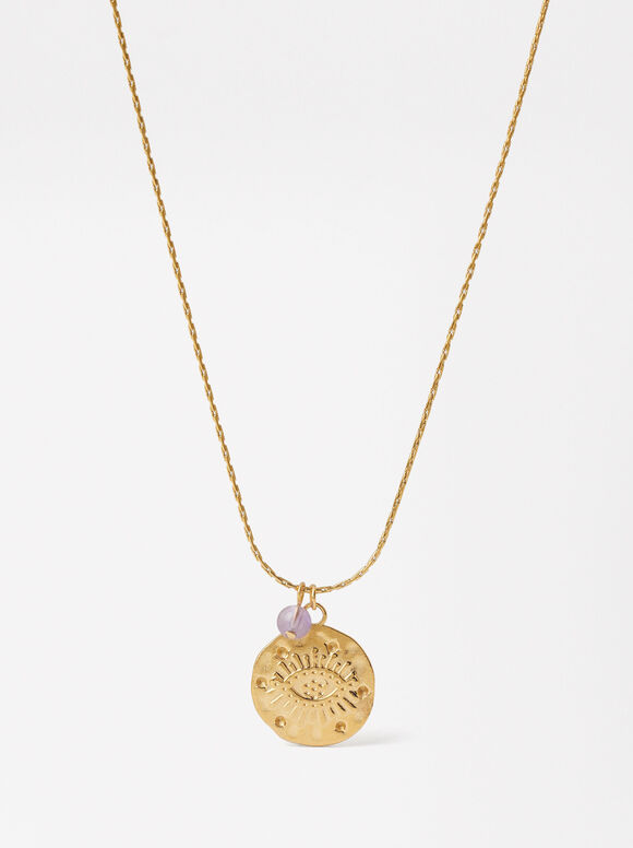 Collier Médaille Œil - Acier Inoxydable, Doré, hi-res