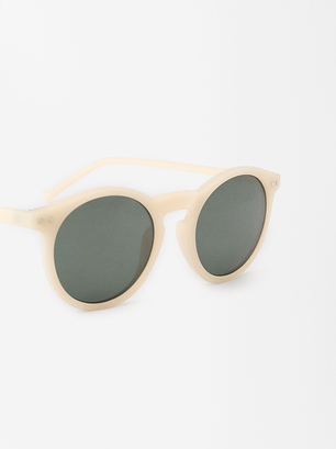 Round Sunglasses , White, hi-res