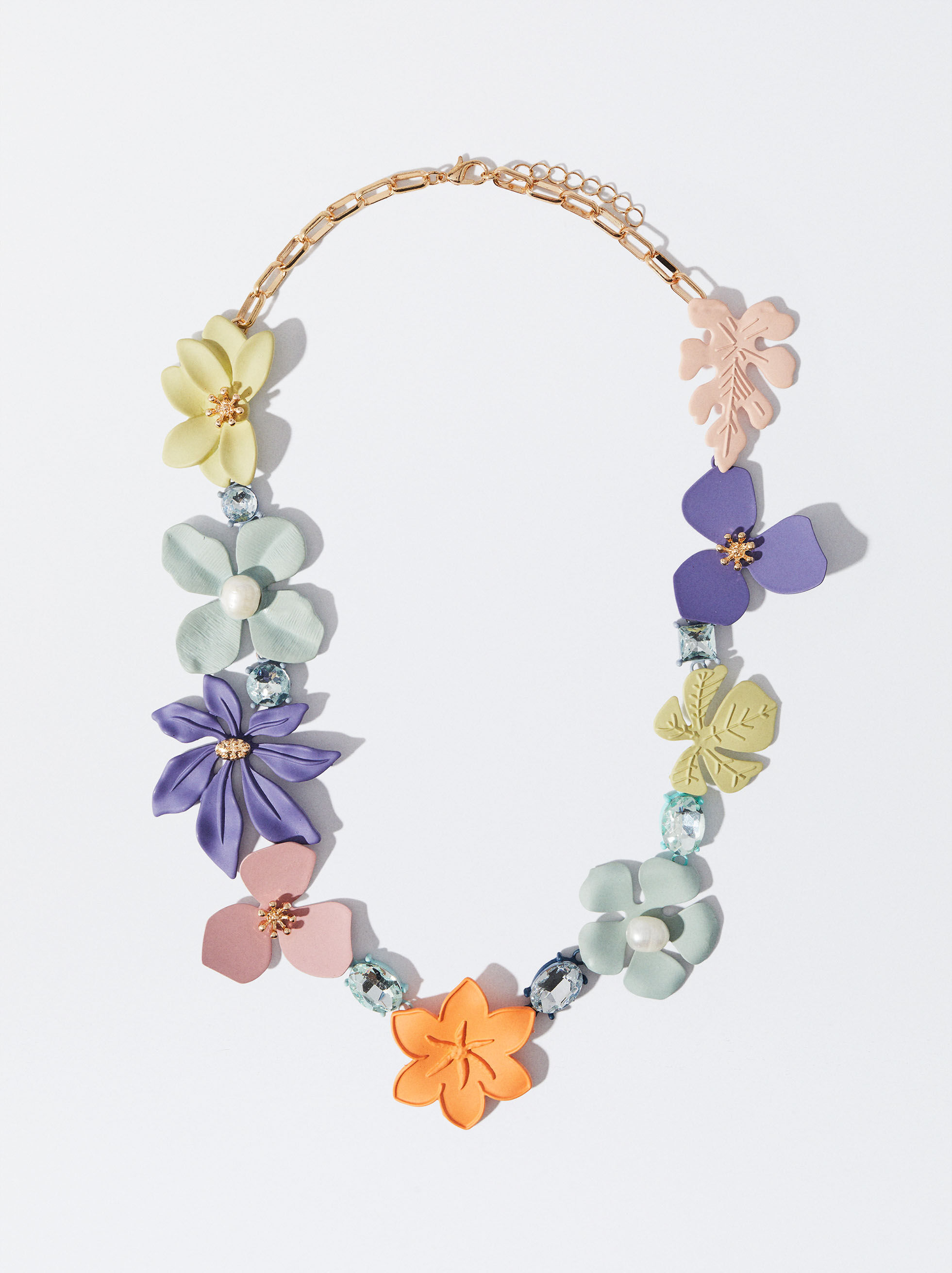 Necklace With Flowers And Freshwater Pearl Multicolor | Parfois