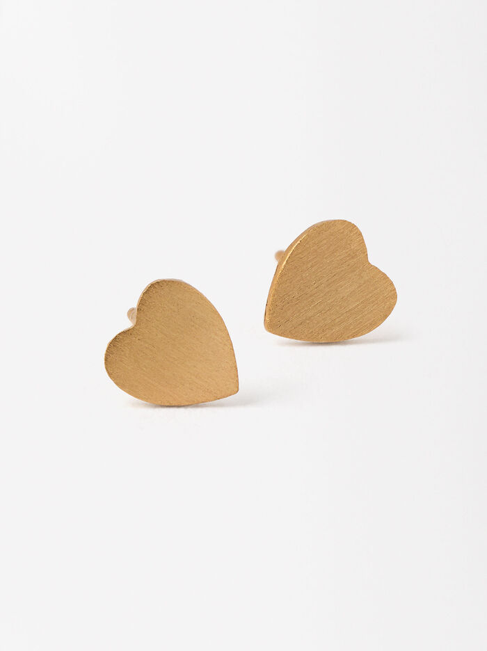 Brushed Heart Earrings - Sterling Silver 925