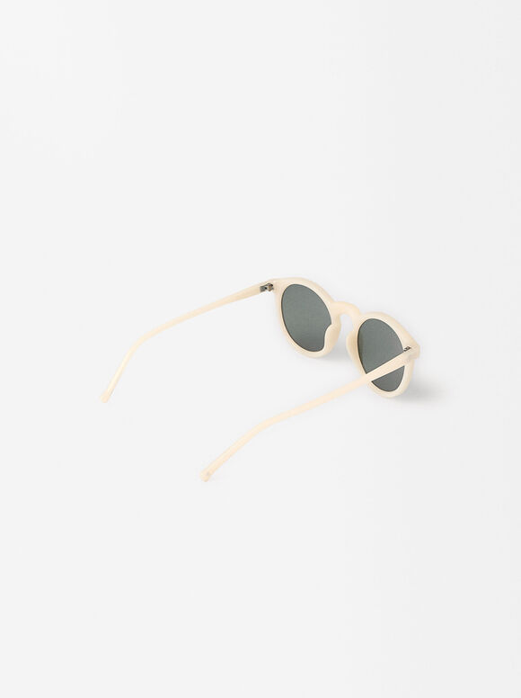 Round Sunglasses , White, hi-res
