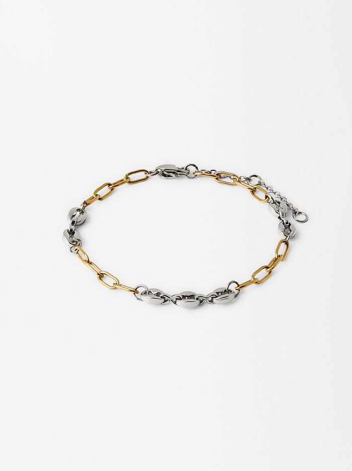 Bracelet With Two-Tone Links - Stainless Steel