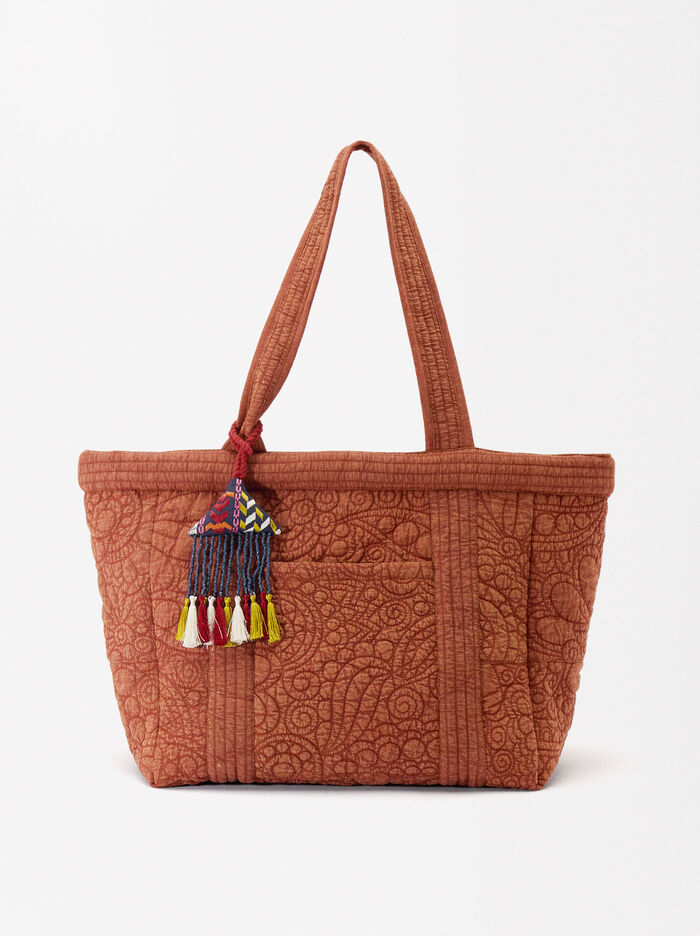 Embroidered Fabric Shopper Bag