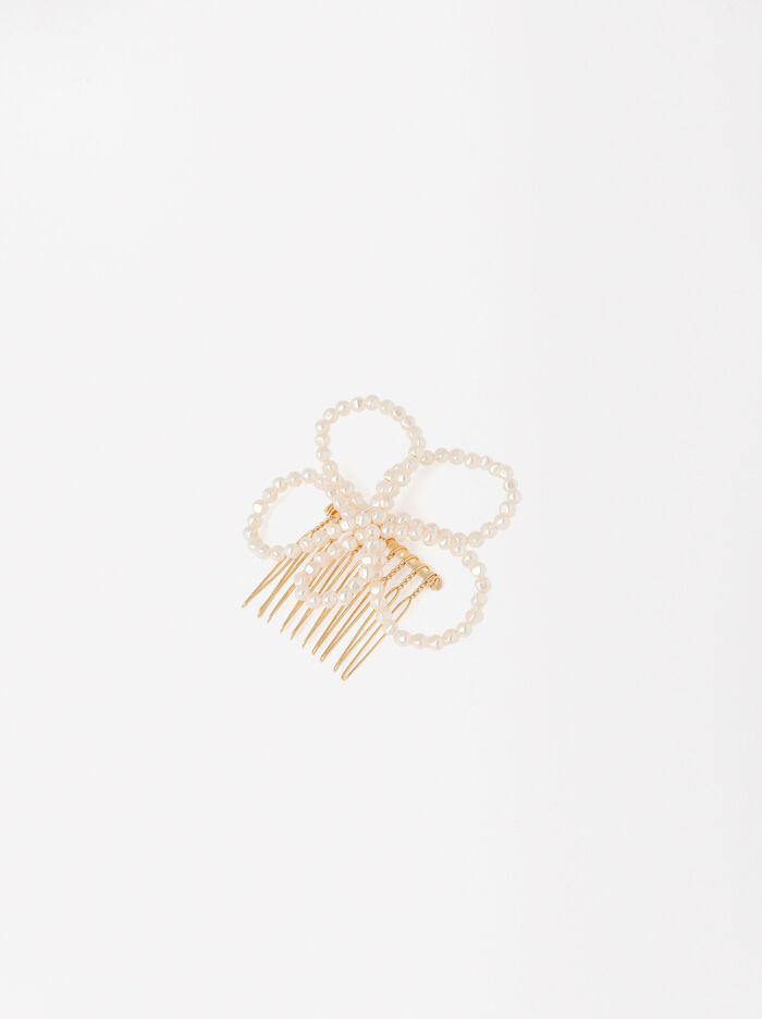 Hair Comb With Pearl Flower