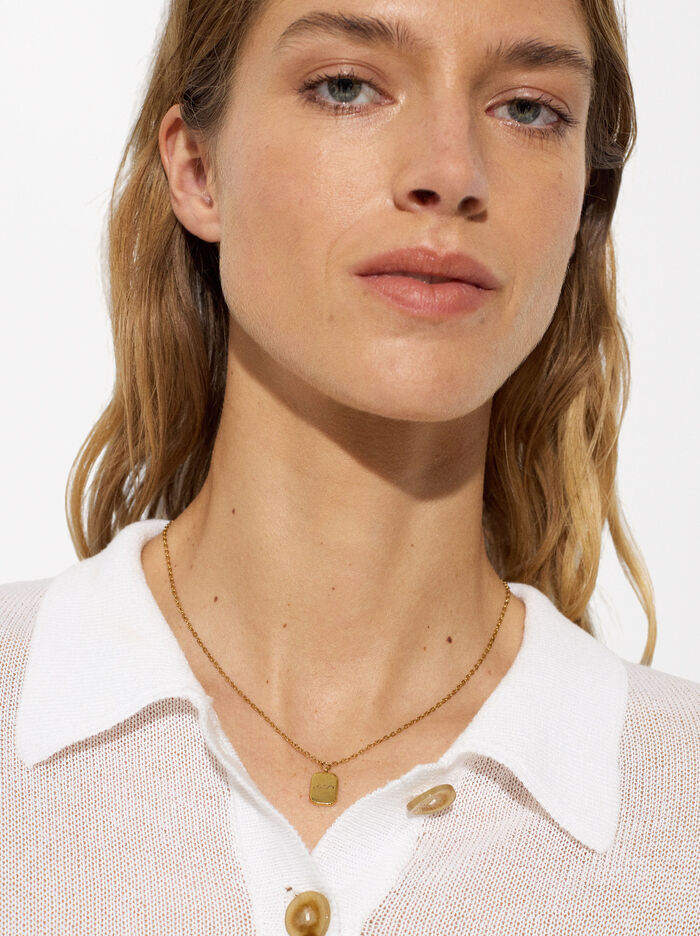 Exclusivo Online - Collar De Acero Inoxidable Dorado Con Colgante Personalizable