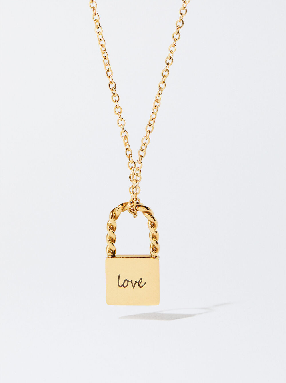 Online Exclusive - Personalized Golden Stainless Steel Lock Necklace image number 1.0