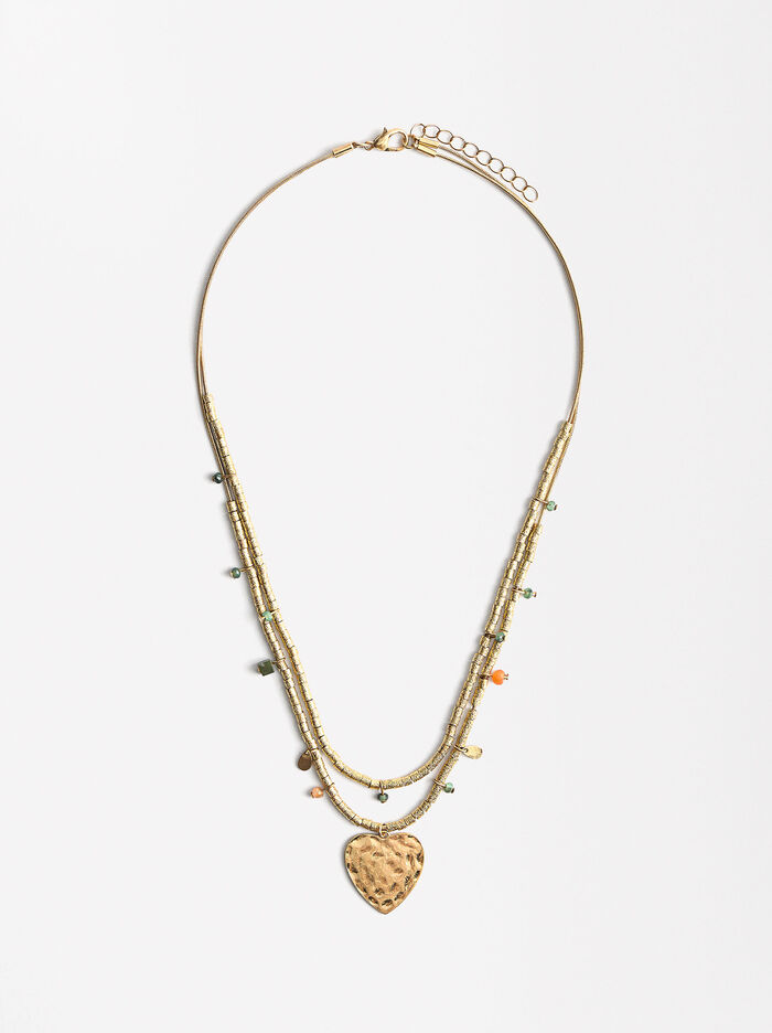 Double Necklace With Stones And Heart