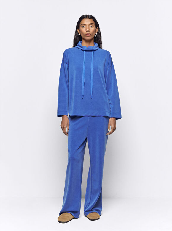 Loose-Fitting Trousers With Elastic Waistband Blue