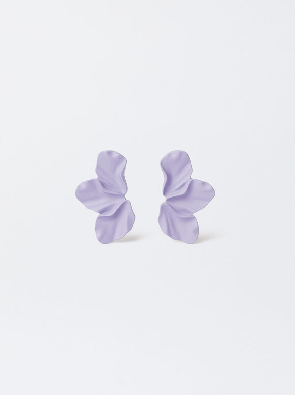Boucle D'Oreille Fleur En Acrylique, Violet, hi-res