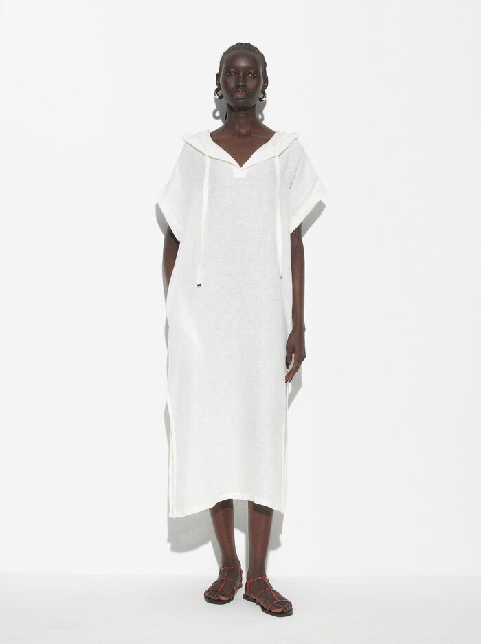 Hooded 100%  Linen Dress