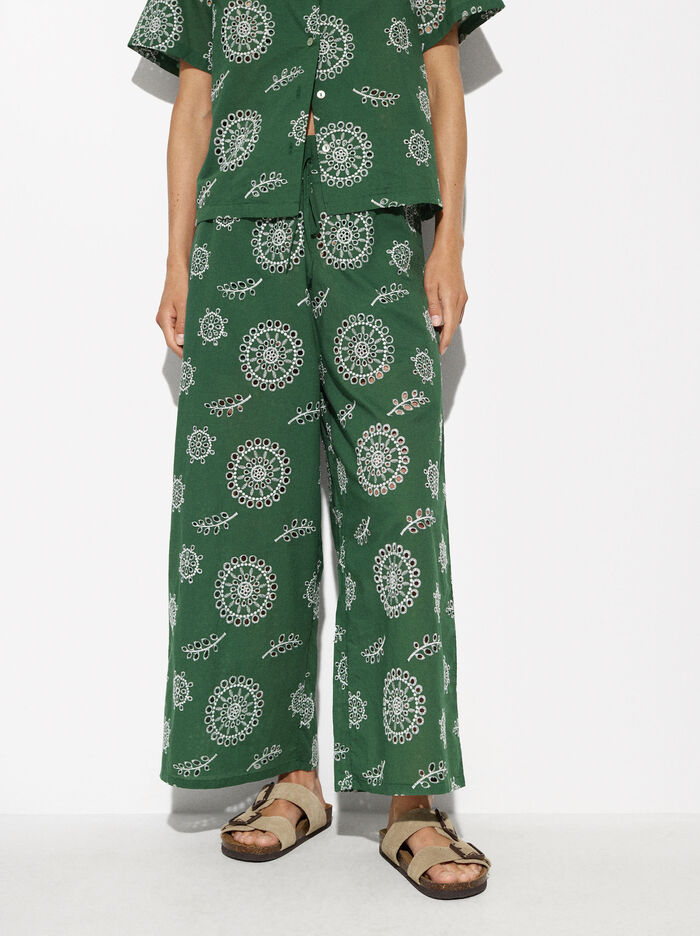 Online Exclusive - Perforated Embroidered Pants