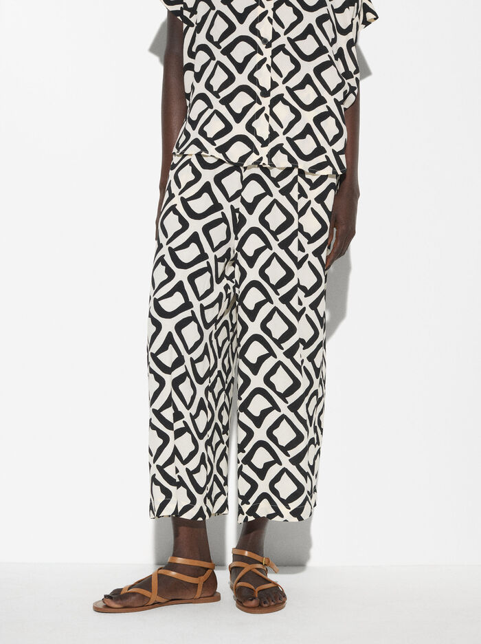 Printed Loose-Fitting Trousers 