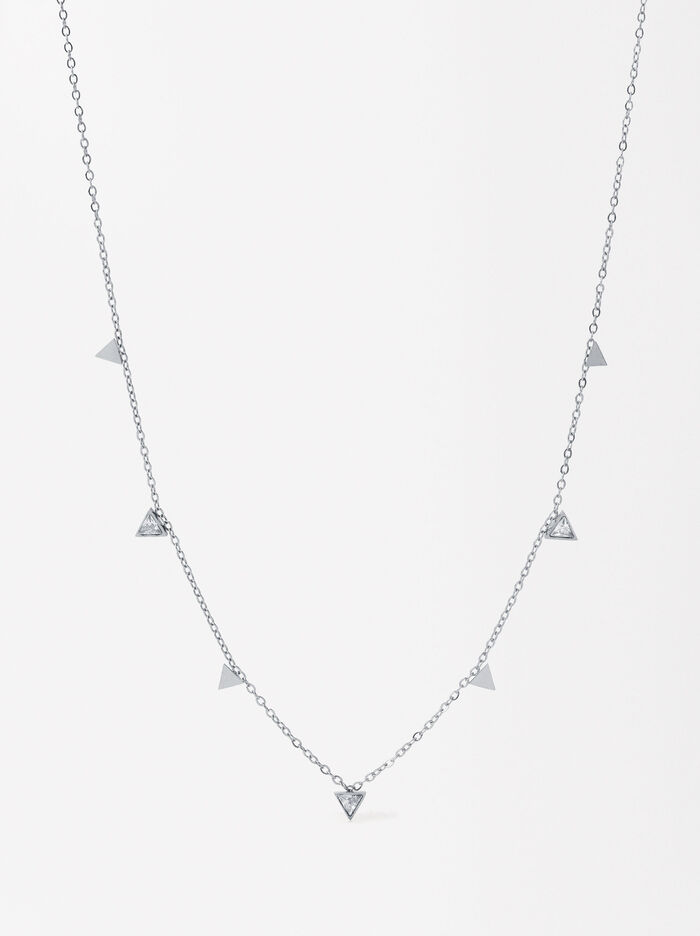 Necklace With Crystals - Stainless Steel 