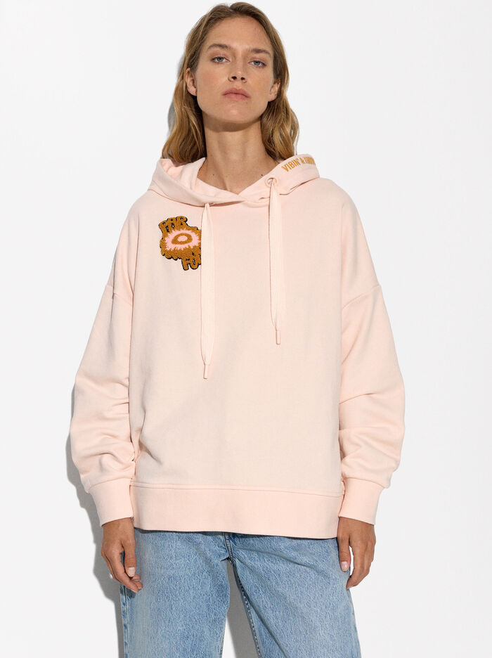 Knit Hoodie With Embroidery