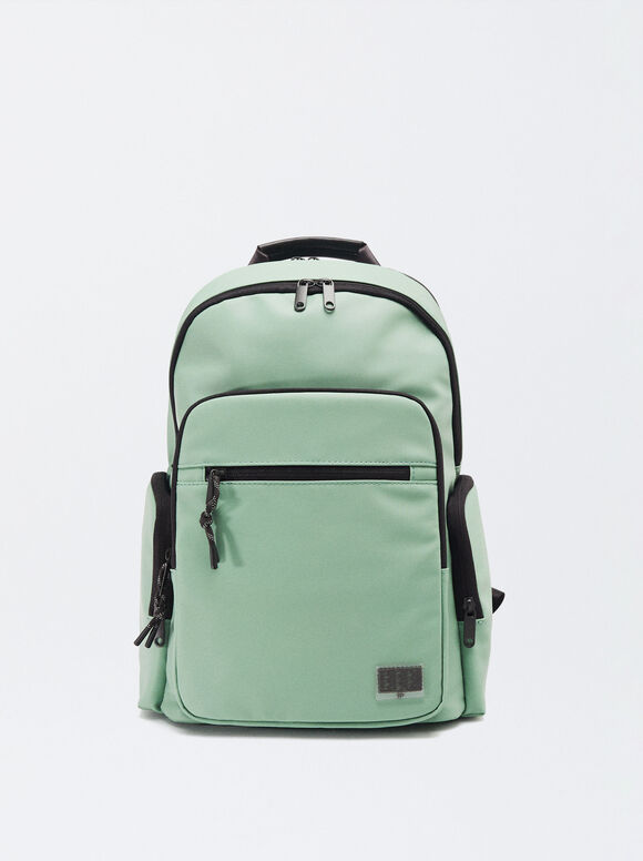 Nylon-Effect Backpack For 13” Laptop, Green, hi-res