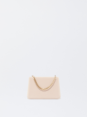 Party Clutch With Chain Handle, Pink, hi-res