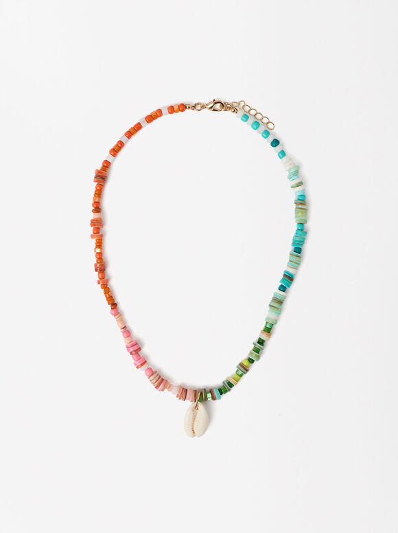 Shell Necklace With Seashell, Multicolor, hi-res