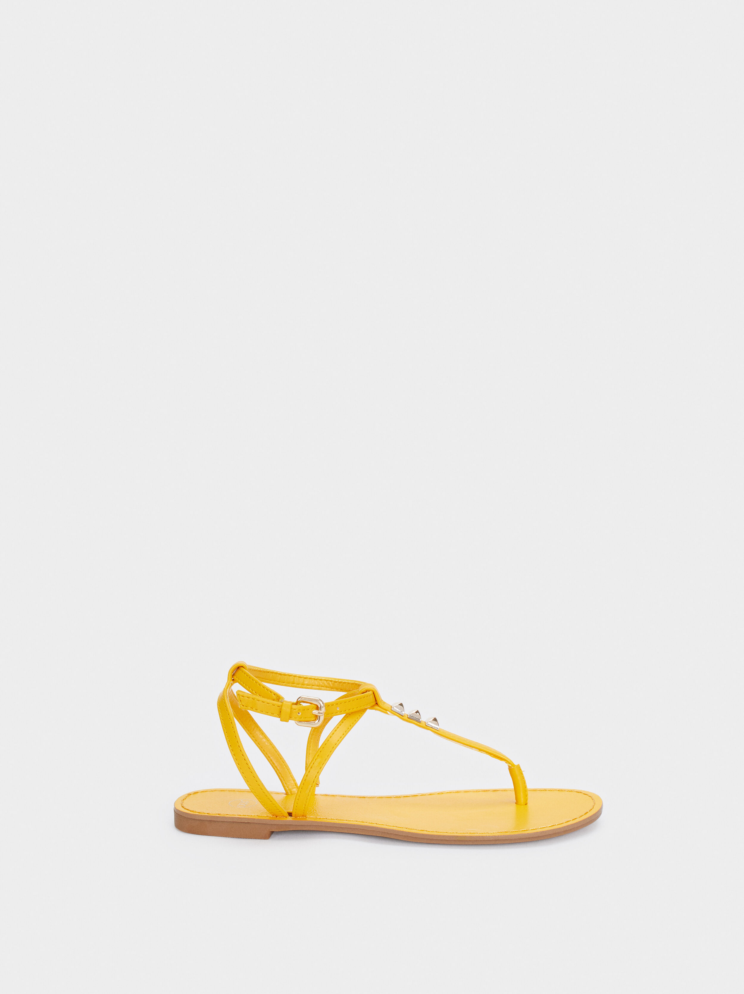 gold studded sandals flat