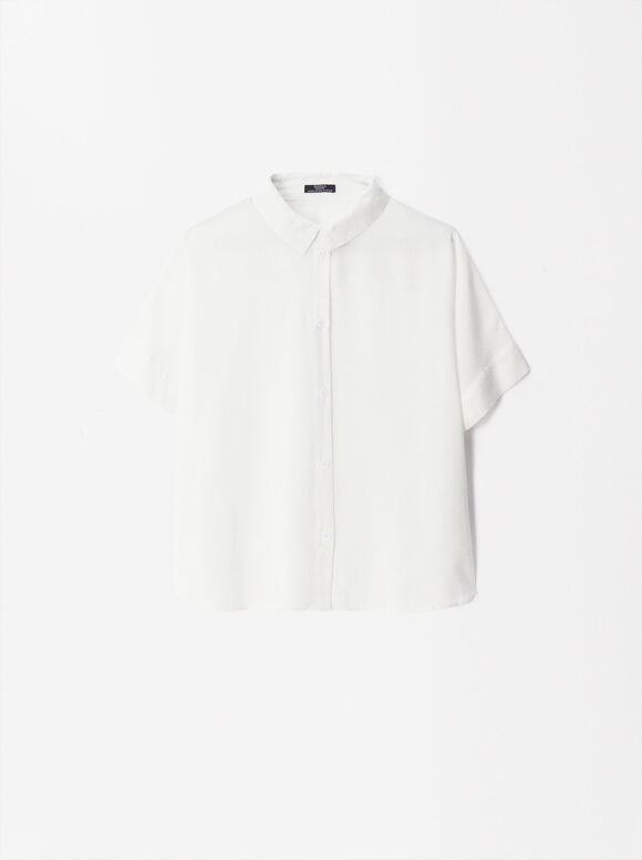 Short-Sleeved Shirt With Buttons, White, hi-res
