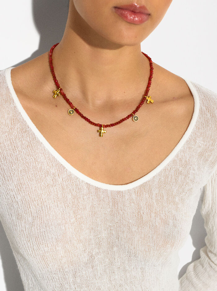 Necklace With Stones And Charms