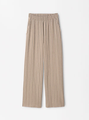 Textured Pants With Elastic Waistband