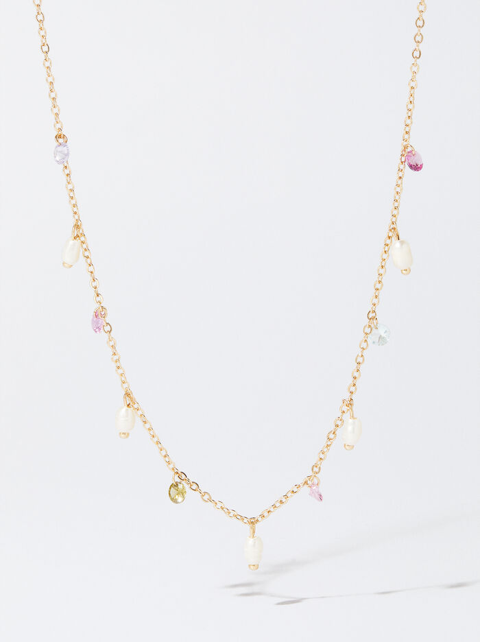 Necklace With Freshwater Pearls And Zirconia