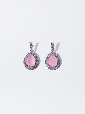 Earrings With Stone And Zirconia