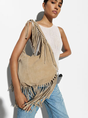 Leather Crossbody Bag With Fringes L