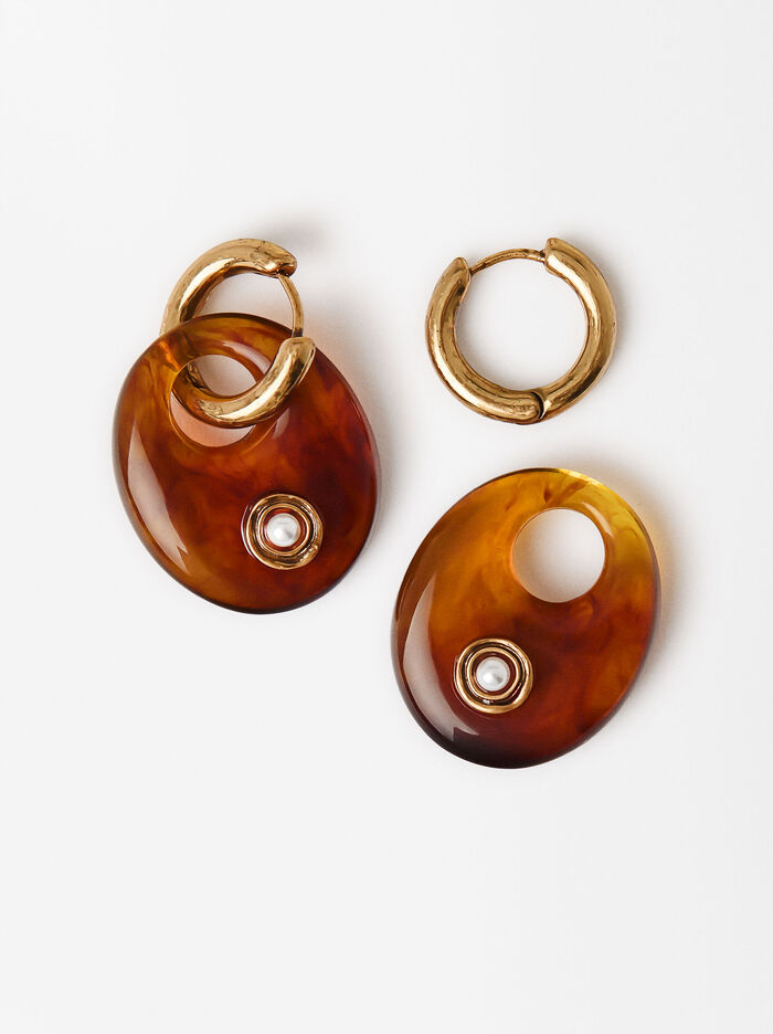 Golden Hoops With Resin