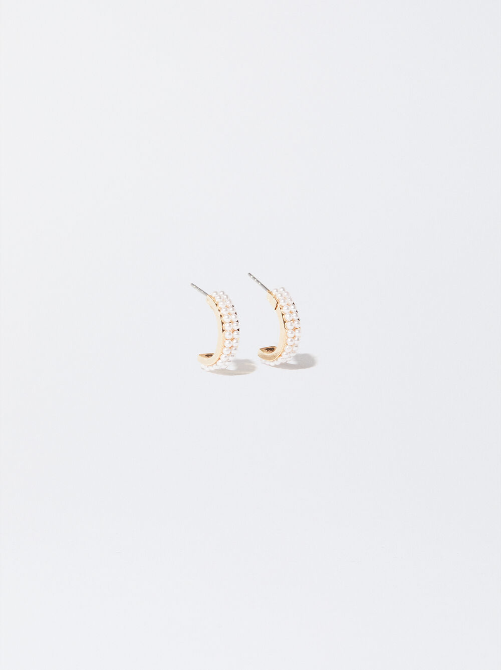 Golden Hoop Earrings With Pearls image number 0.0