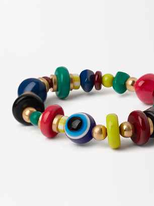 Bracelet Élastique À Perles Multicolores, Multicolore, hi-res
