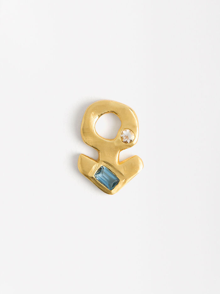 Charm Marte Con Cristales Baño De Oro 18k